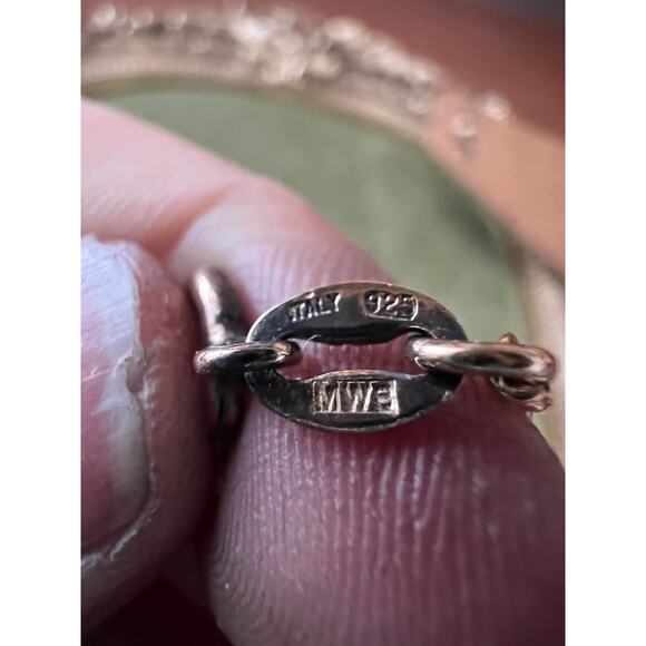 9” Sterling Silver Heart Anklet 925 Italy MWS Figaro Chain Rose Gold Ton - Picture 6 of 7